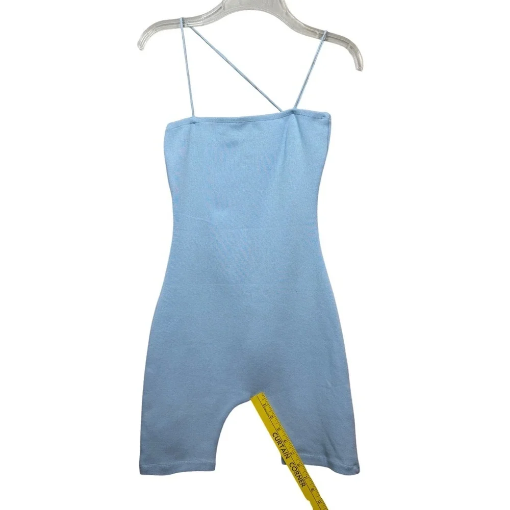 ALAMOUR The Label Kendall Romper, Ribbed, Cross back Straps, Baby Blue, Size XS - Picture 4 of 8